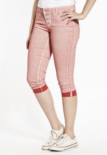 Picture of Kim turn-up Capri-Jeans Oil washed, coral