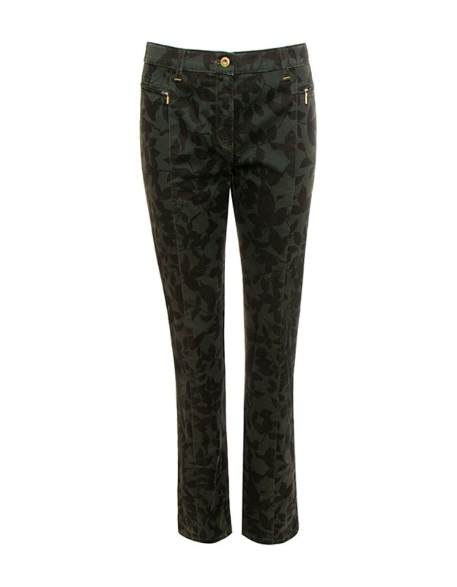 Picture of Sandy trousers with leave print on green