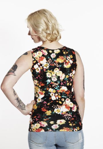 Picture of Sleeveless top, yellow flower print