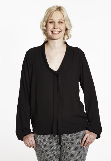 Picture of Blouse with loop-neckline, black