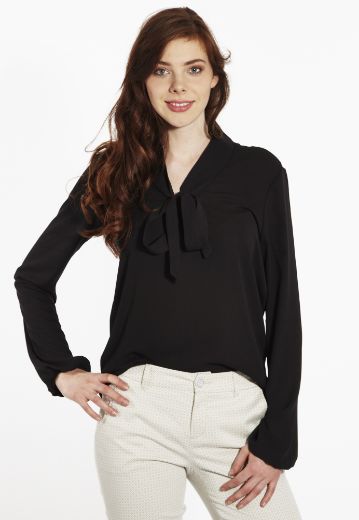 Picture of Blouse with loop-neckline, black
