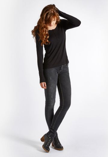 Bild von Anna Langarm Shirt mit Knopfleiste, black