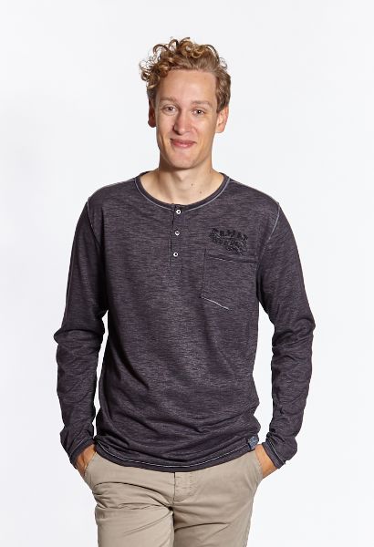Zeige Details für Langarm Shirt mit Knopfleiste und Brusttasche Bild von Langarm Shirt mit Knopfleiste und Brusttasche