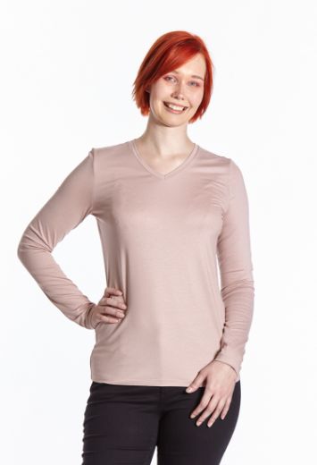 Bild von Tall Langarm Shirt V-Ausschnitt, rosé