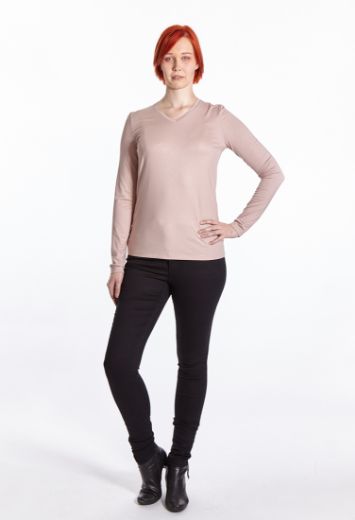 Bild von Tall Langarm Shirt V-Ausschnitt, rosé