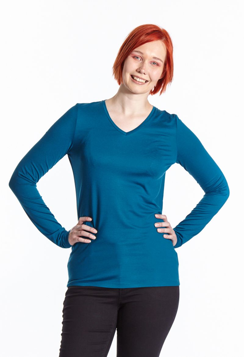 Picture of Long sleeve shirt V-neck, teal