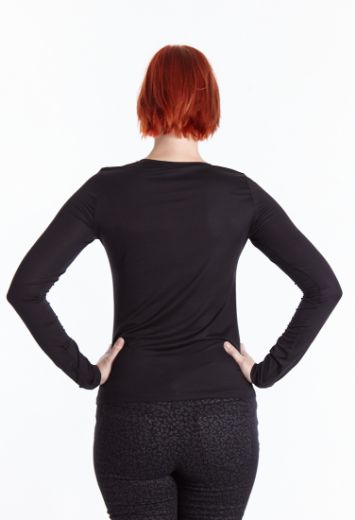 Picture of Tall Long sleeve shirt V-neck, black