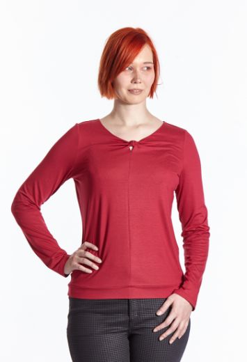 Picture of Tall Long sleeve shirt with cutout detail, red