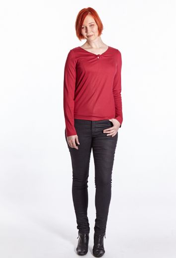 Picture of Tall Long sleeve shirt with cutout detail, red