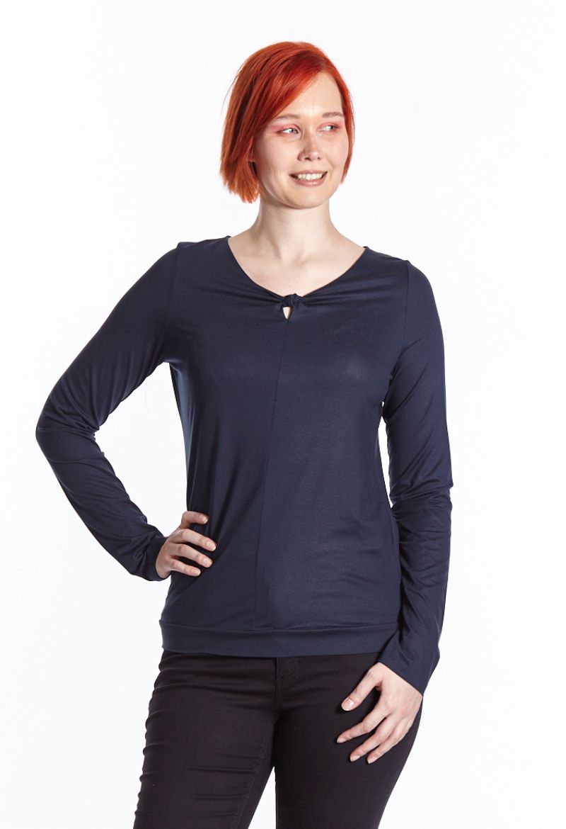 Bild von Langarm Shirt mit Ausschnittdetail, dunkelblau