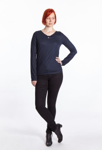 Picture of Long sleeve shirt with cutout detail, dark blue