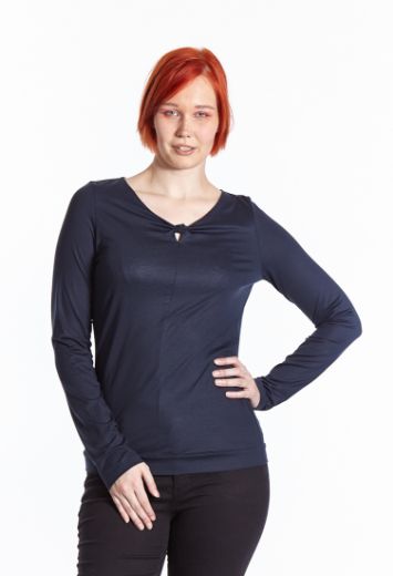 Image de Chemise Â  manches longues avec encolure détaillÃ©, bleu foncé