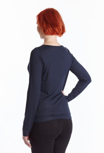 Image de Chemise Â  manches longues avec encolure détaillÃ©, bleu foncé