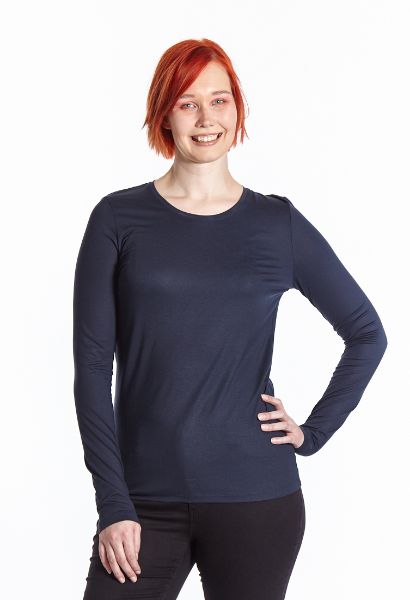 Zeige Details für Langarm Shirt Rundhals, dunkelblau Bild von Langarm Shirt Rundhals, dunkelblau