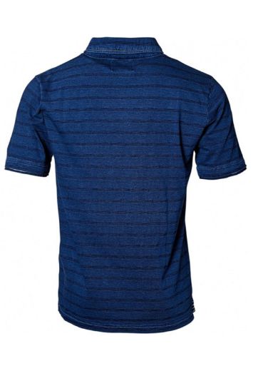 Bild von Poloshirt gestreift ton-in-ton, indigo blau