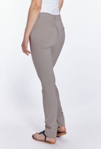 Bild von Eva Slim schmale Hose mit Reissverschluss, Bengaline, L38 Inch, taupe