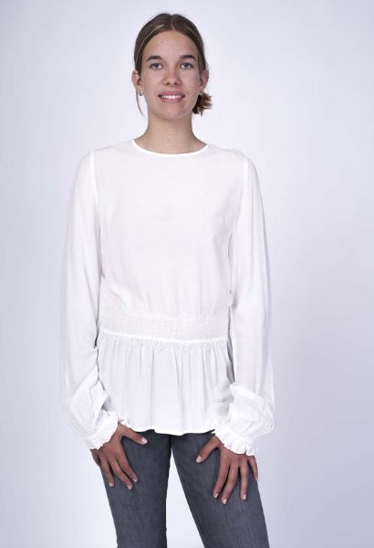 Show details for Tunic blouse with lace, white Picture of Tunic blouse with lace, white