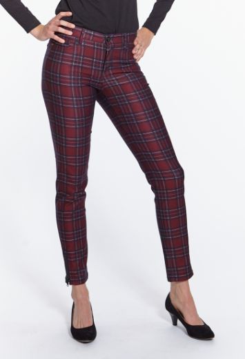 Image de Pantalon Bruni skinny fit racourcie, motif à carreaux Brit Pop rouge