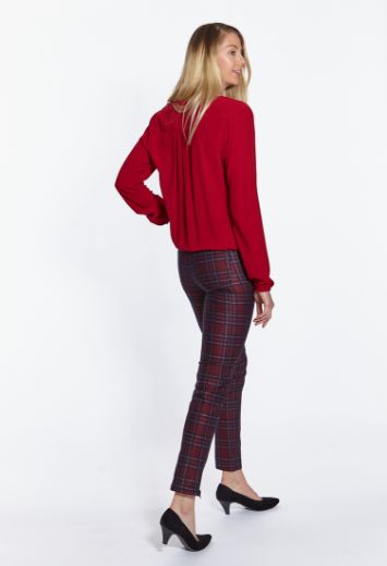 Image de Pantalon Bruni skinny fit racourcie, motif à carreaux Brit Pop rouge