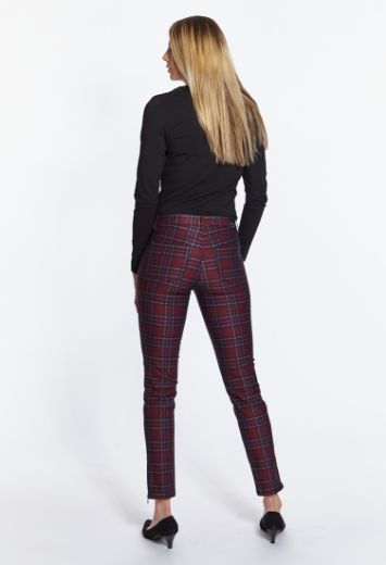 Image de Pantalon Bruni skinny fit racourcie, motif à carreaux Brit Pop rouge