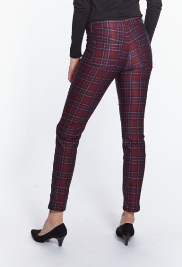 Image de Pantalon Bruni skinny fit racourcie, motif à carreaux Brit Pop rouge