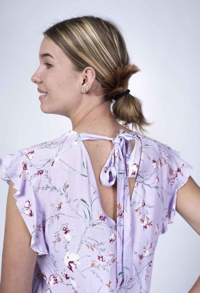 Zeige Details für Viskose Top mit Schleife und Blumendruck, lila Bild von Viskose Top mit Schleife und Blumendruck, lila