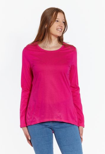 Picture of Long sleeve top with peplum, fuchsia