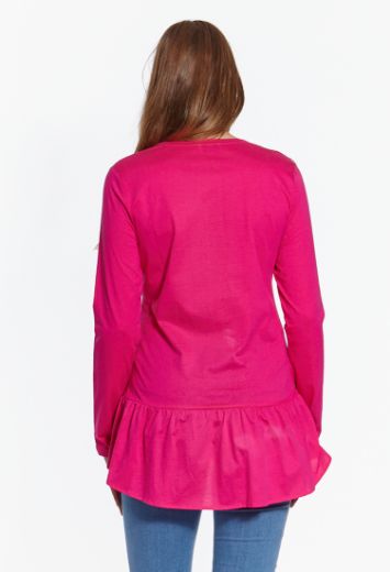 Picture of Long sleeve top with peplum, fuchsia