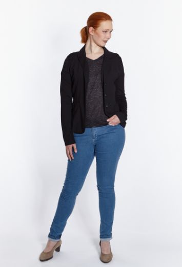 Picture of Basic t-shirt v neck, black white speckled