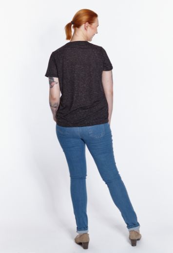 Picture of Basic t-shirt v neck, black white speckled
