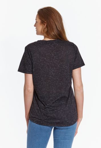 Picture of Basic t-shirt v neck, black white speckled