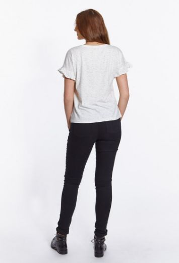 Picture of Oversized t-shirt with frills, white black speckled