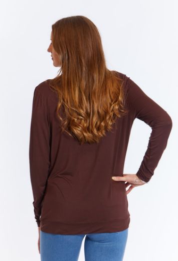 Picture of Draped long sleeve top, chocolate