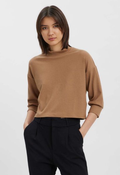Zeige Details für Vero Moda Tall Ida 3/4 Arm Crop Top, tigers eye camel Bild von Vero Moda Tall Ida 3/4 Arm Crop Top, tigers eye camel