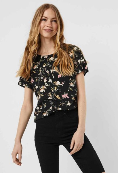 Zeige Details für Vero Moda Tall Easy Kurzarm Top, black mille fleur Bild von Vero Moda Tall Easy Kurzarm Top, black mille fleur