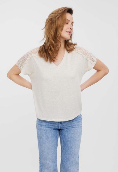 Zeige Details für Vero Moda Tall June T-Shirt mit V-Ausschnitt und Leinen Bild von Vero Moda Tall June T-Shirt mit V-Ausschnitt und Leinen