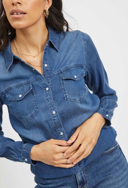 Zeige Details für VILA Vero Moda Tall Bista Jeans Bluse mit Tencel Bild von VILA Vero Moda Tall Bista Jeans Bluse mit Tencel