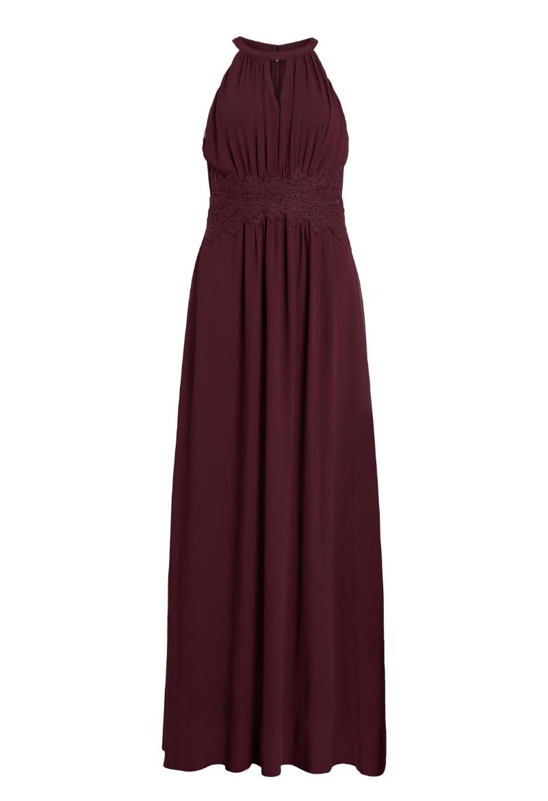 Image de VILA Vero Moda Tall Milina Halterneck Maxi Robe, winestasting