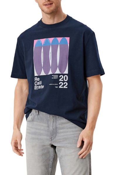 Zeige Details für Print T-Shirt mit Rundhalsausschnitt, blau Bild von Print T-Shirt mit Rundhalsausschnitt, blau