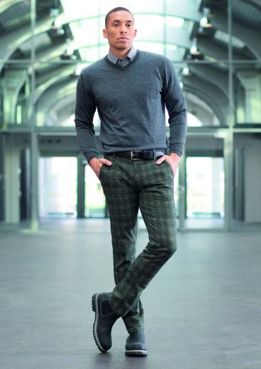 Bild von Phil Chinohose kariert L36 Inch, anthrazit grau