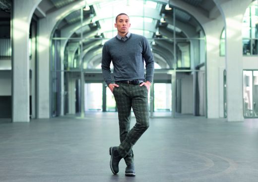 Bild von Phil Chinohose kariert L36 Inch, anthrazit grau