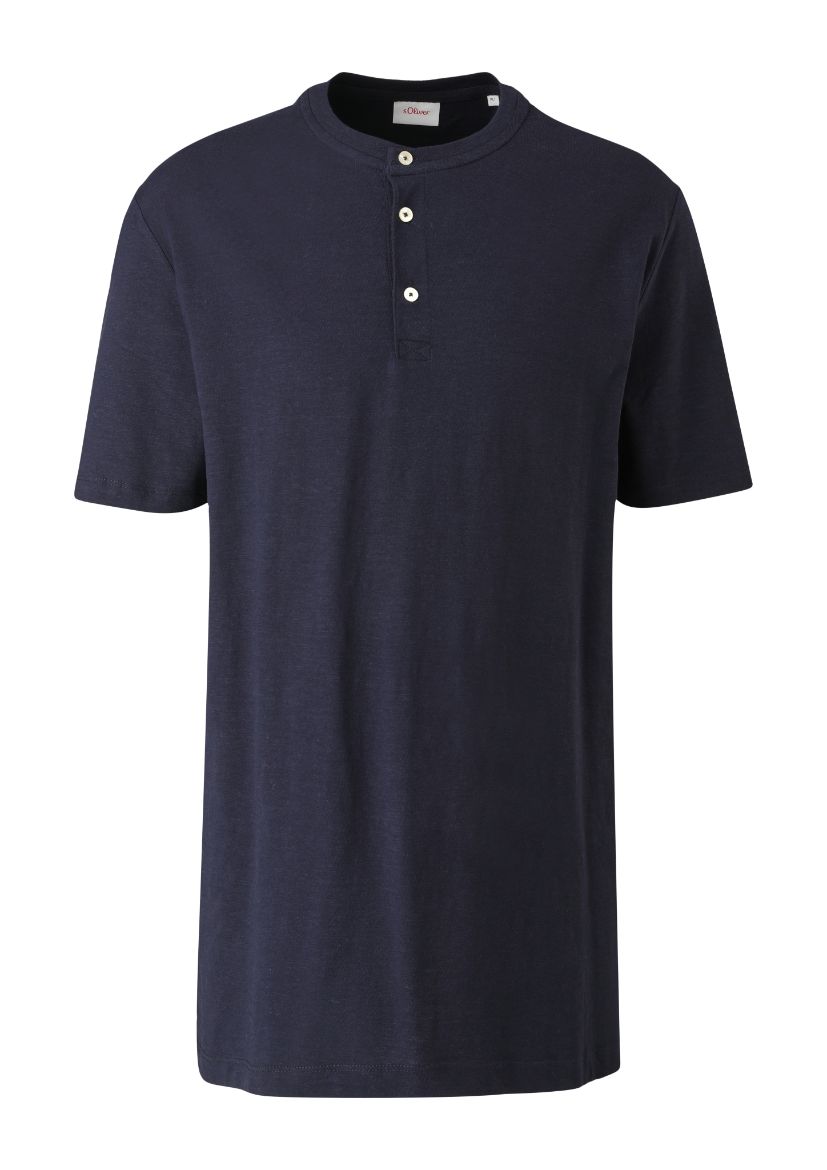 Image de s.Oliver Tall T-shirt à Col Rond avec Fermeture à Boutons