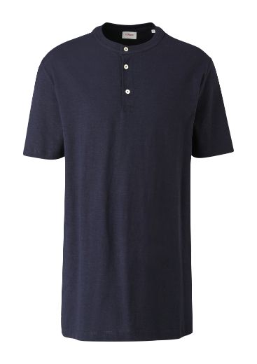 Image de s.Oliver Tall T-shirt à Col Rond avec Fermeture à Boutons