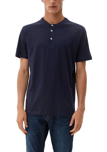 Image de s.Oliver Tall T-shirt à Col Rond avec Fermeture à Boutons