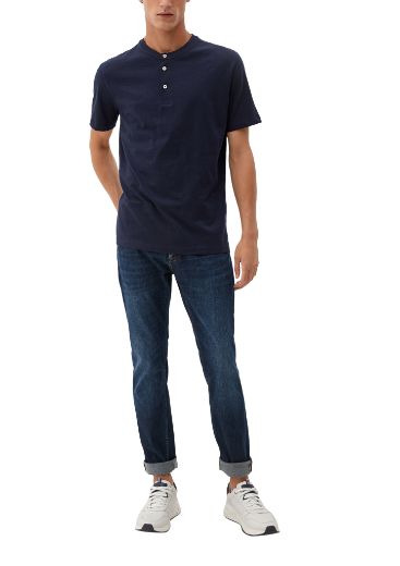 Image de s.Oliver Tall T-shirt à Col Rond avec Fermeture à Boutons