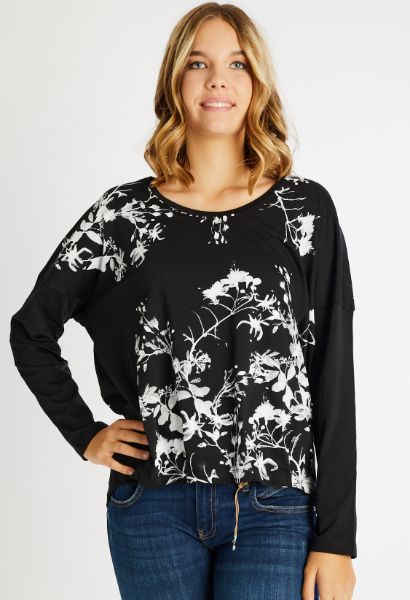 Zeige Details für Boxy Langarmshirt Flower Print Bild von Boxy Langarmshirt Flower Print