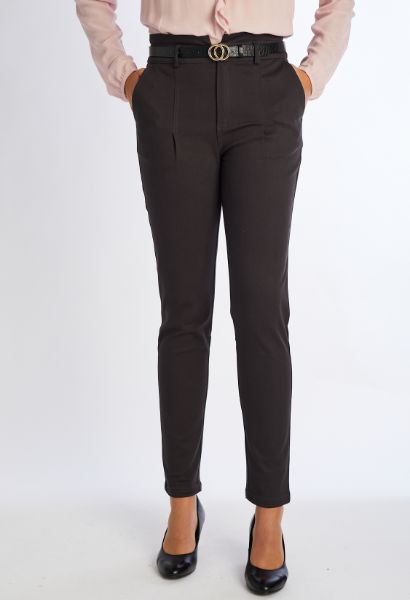 Agrandir l'image de Bas chino court taille haute, taupe foncé Image de Bas chino court taille haute, taupe foncé
