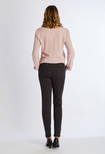 Picture of Cropped High Waist Chino Trousers, Dark Taupe