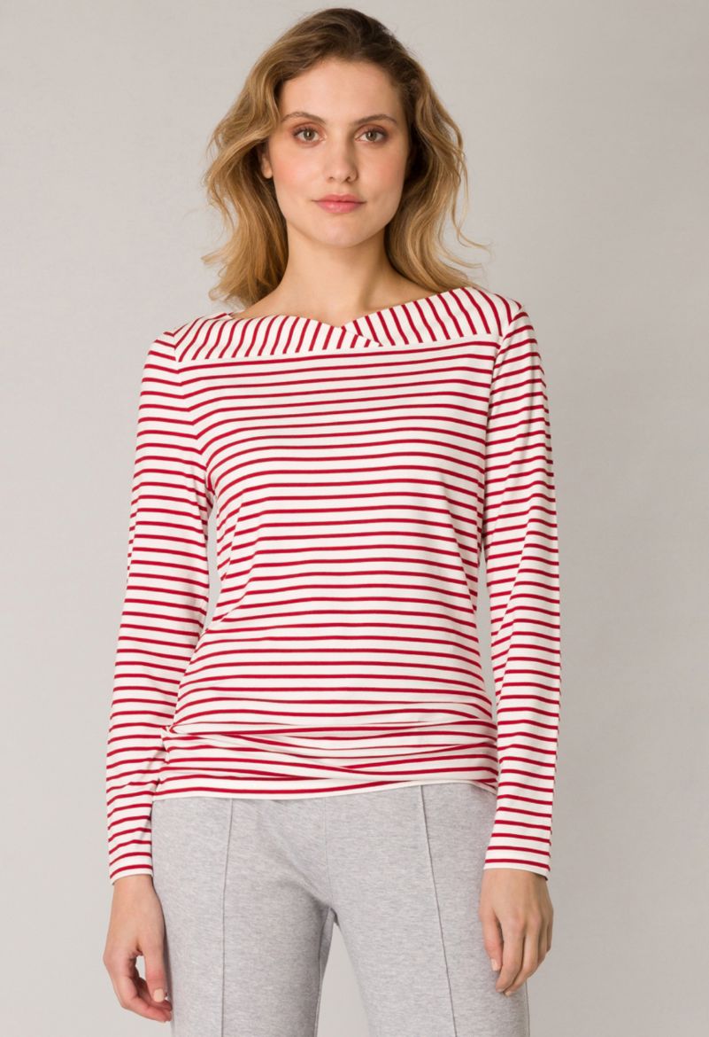 Picture of Long-Sleeved Shirt U-Boat Neckline, red striped