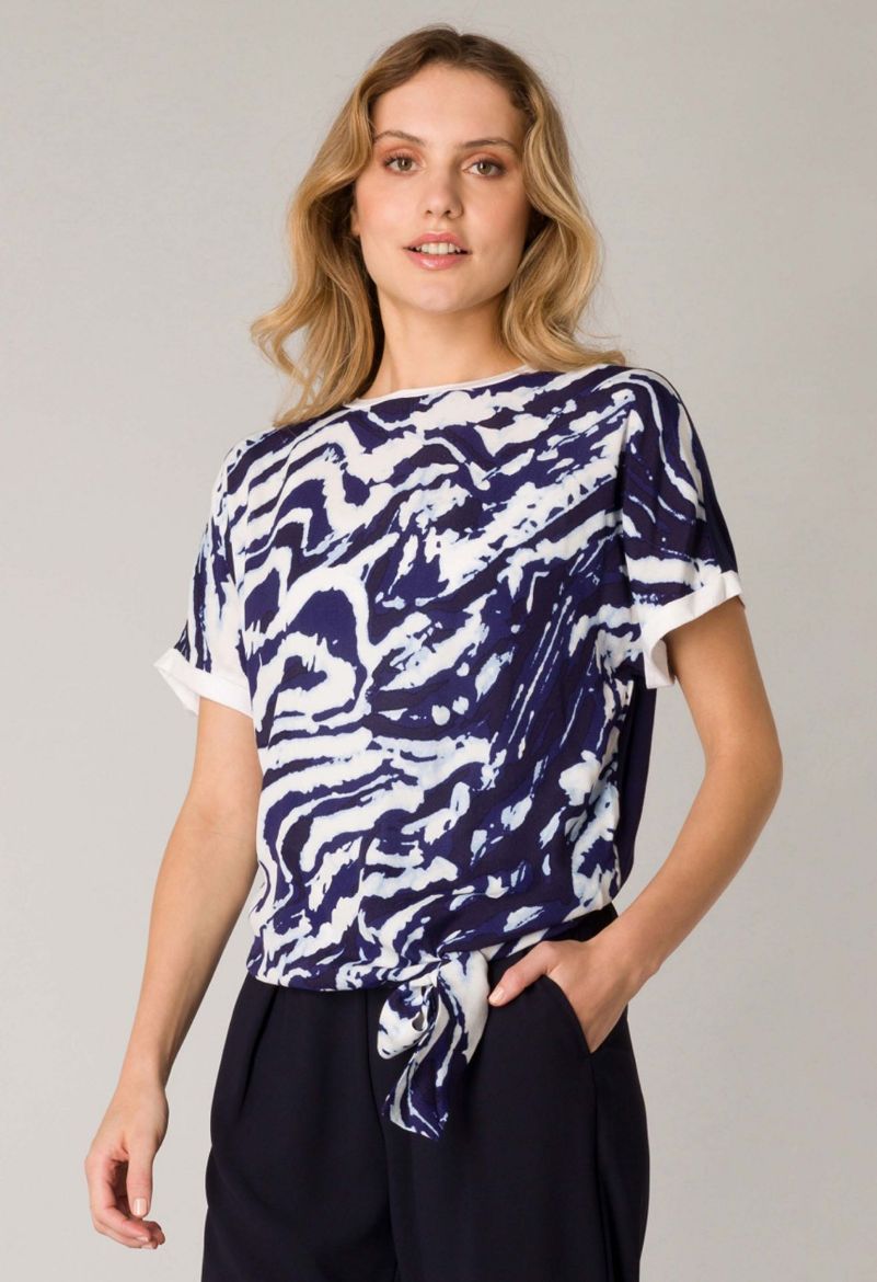 Picture of Blouse Top with Print, dark navy